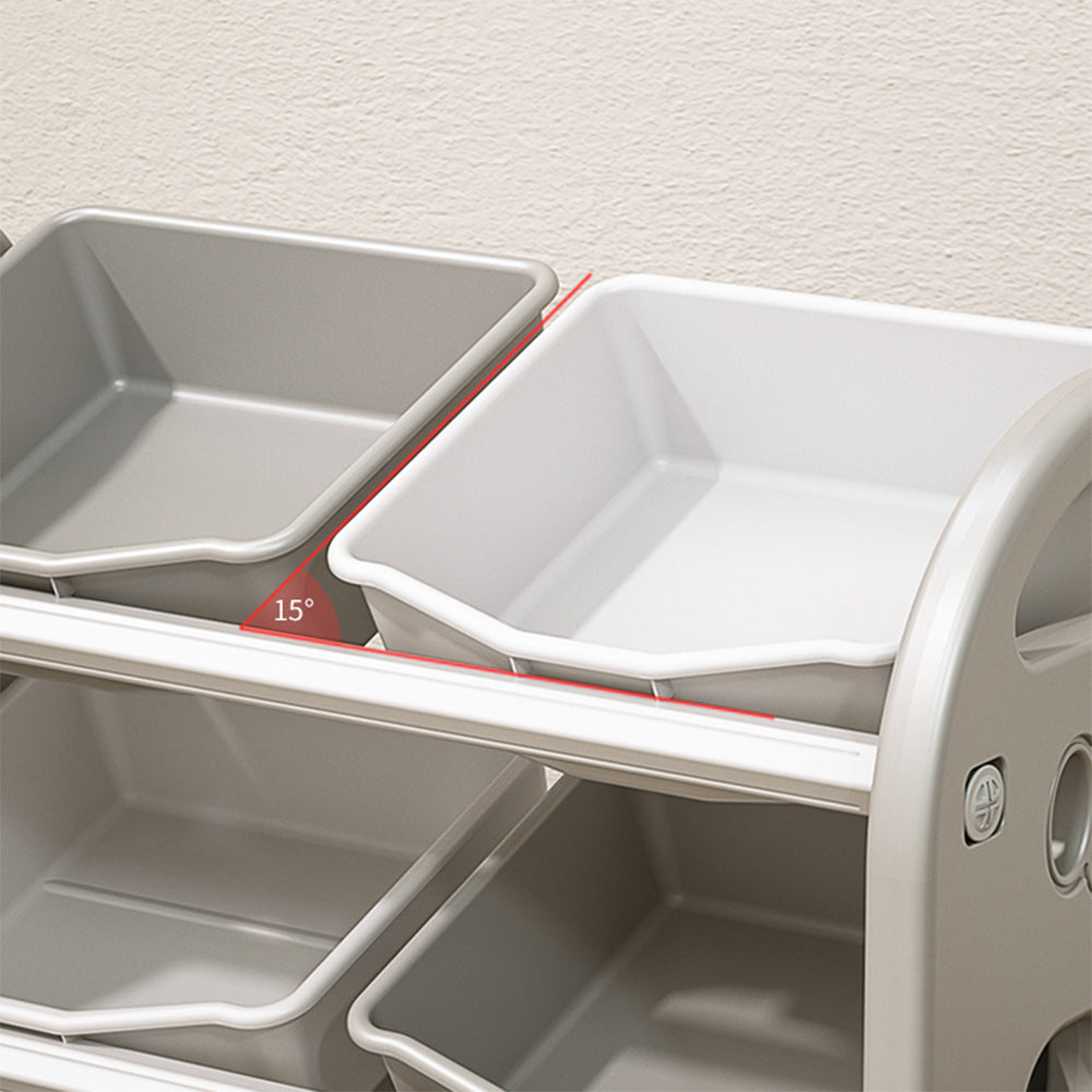 Kids Toy Storage Organizer with 6 Bins - Grey