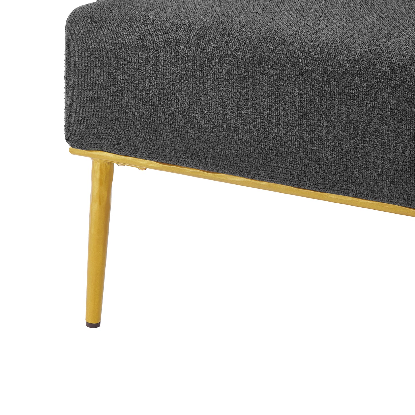 Modern Accent Chair with Curved Backrest and Gold Legs - Dark Gray