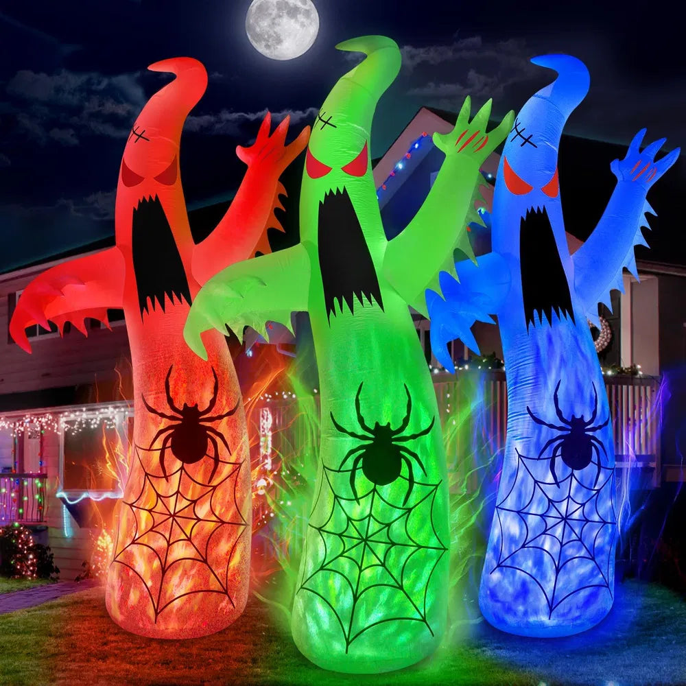 12FT Giant Ghost Halloween Inflatable with LED Flame Lights