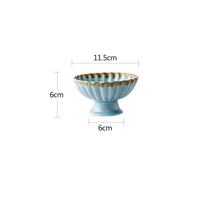 Japanese Retro Ceramic High-Footed Bowl - Vintage Porcelain Tableware