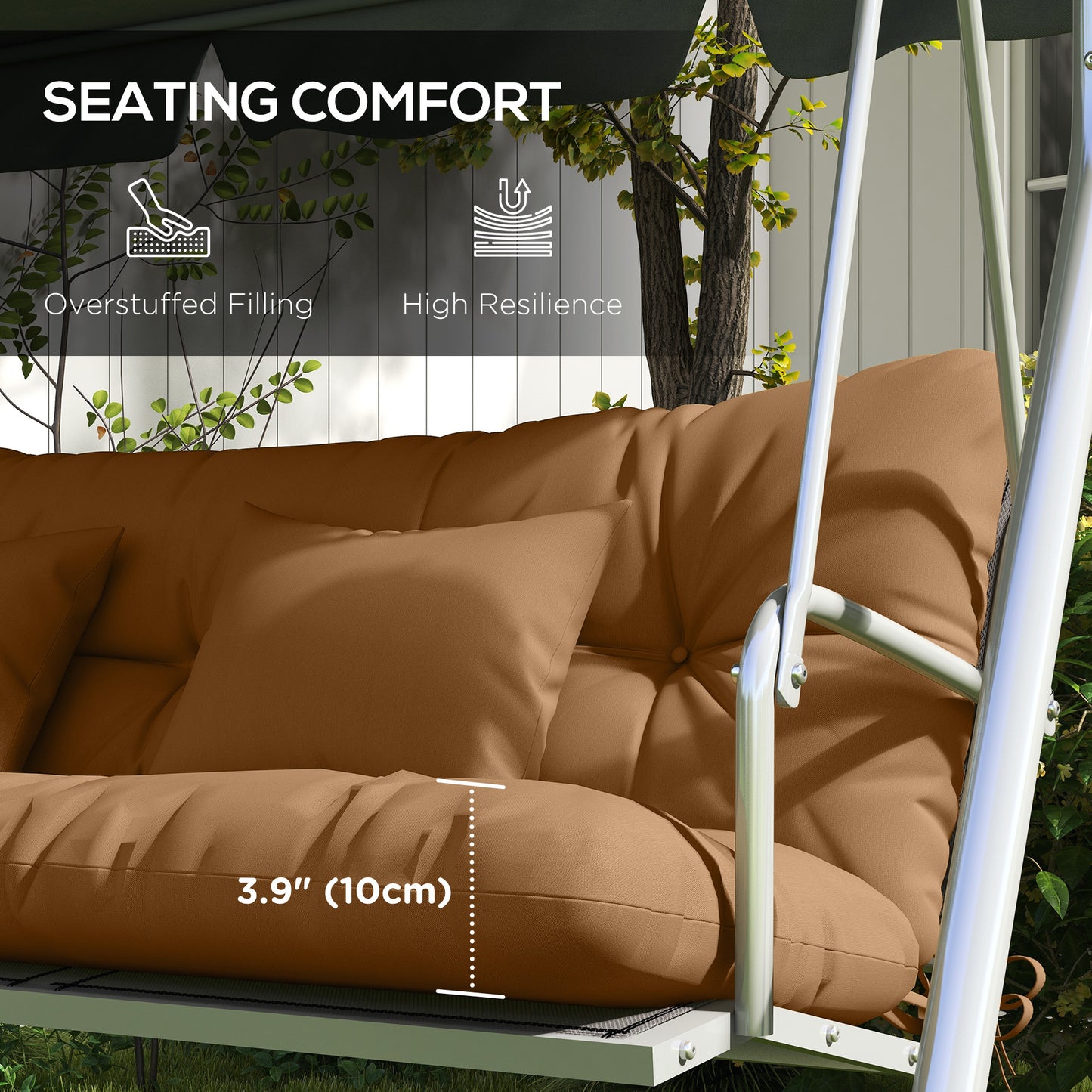 59" Outdoor Bench Cushion Set with Throw Pillows - Tan