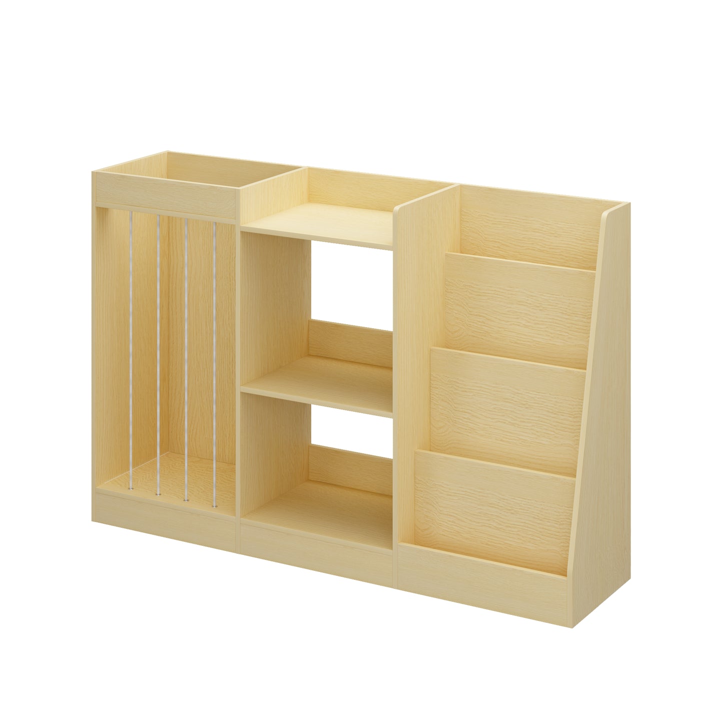 3-in-1 Kids Bookshelf and Toy Storage - Natural