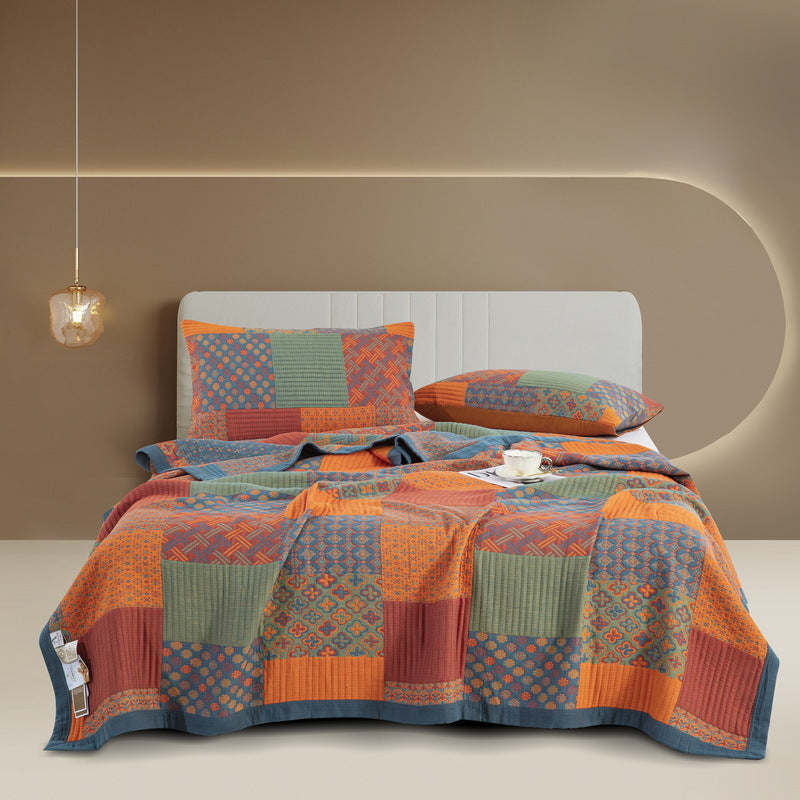 Cotton Three-Piece Gauze Cover Blanket Set - Light Luxury Bedding