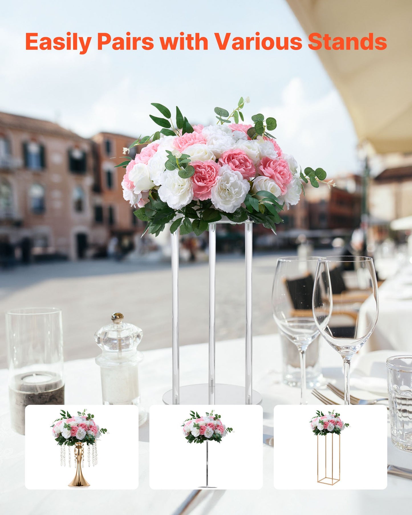 Pink and White Faux Flower Balls for Wedding Centerpieces - 10pcs