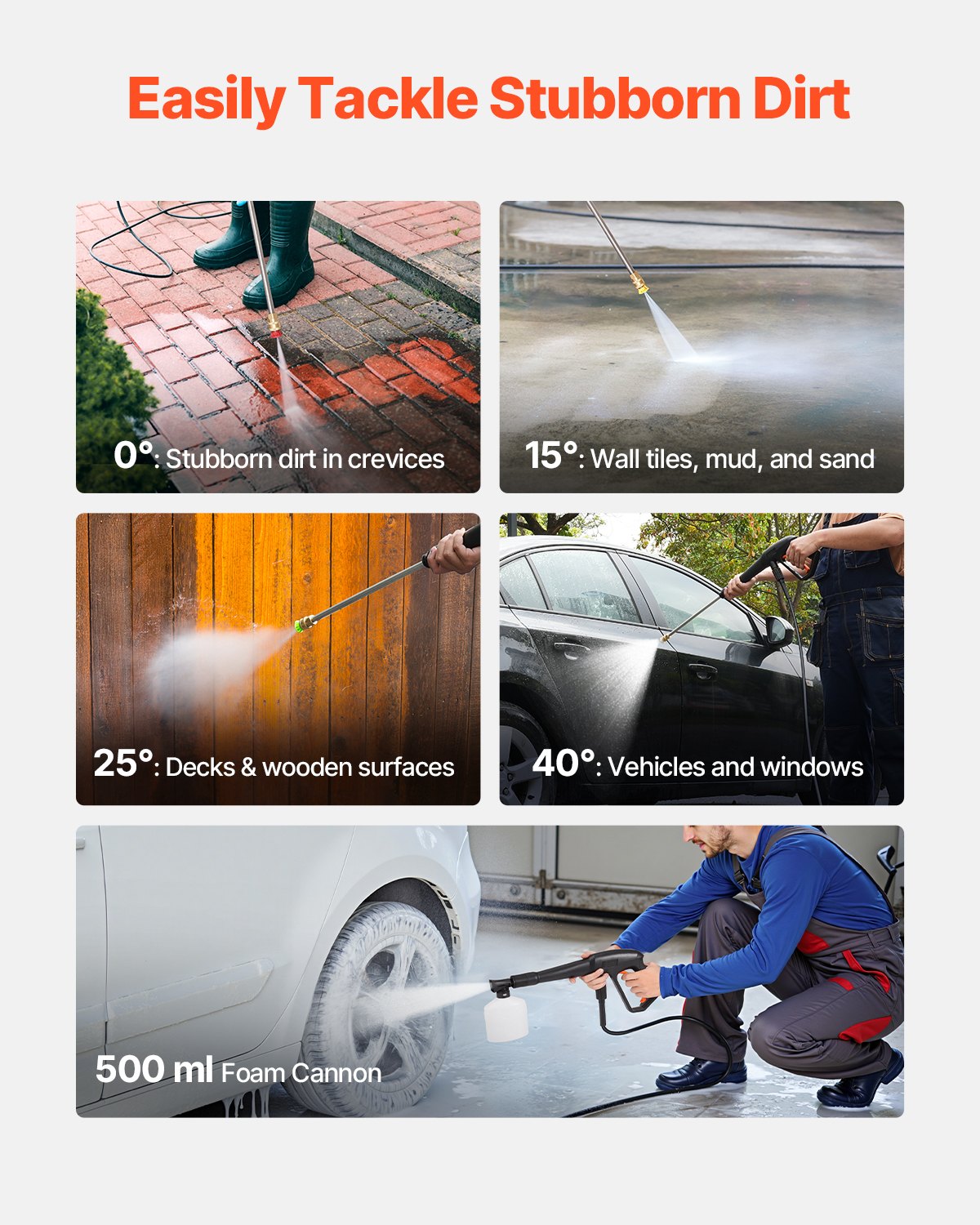 Electric Pressure Washer 4200 PSI 2.8 GPM with Nozzles & Foam Cannon - Orange