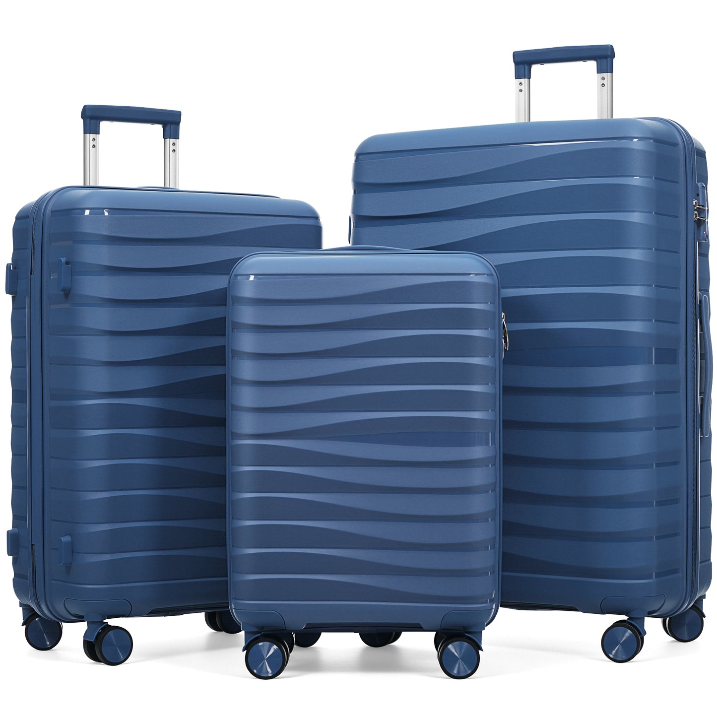 Premium 3-Piece Travel Luggage Set with TSA Locks - Blue
