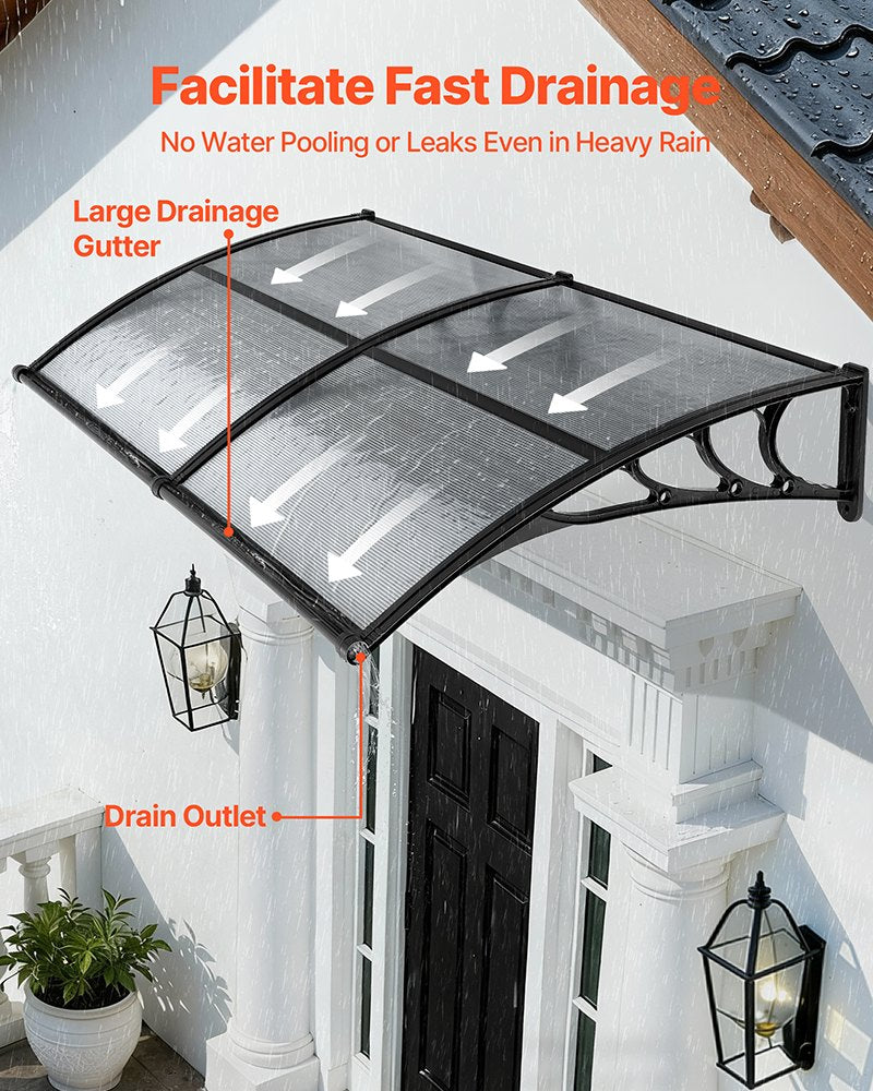 Outdoor Door Canopy Awning 38x78 Inch Polycarbonate Sun Rain Snow Protection