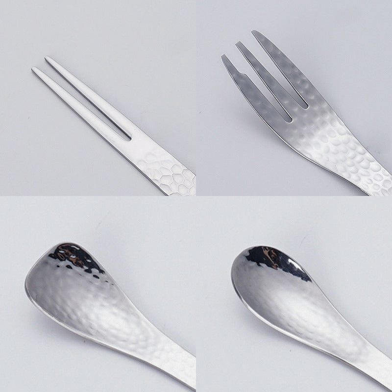 Japanese Style Stainless Steel Dessert Spoon Fork Set Kitchen Utensils