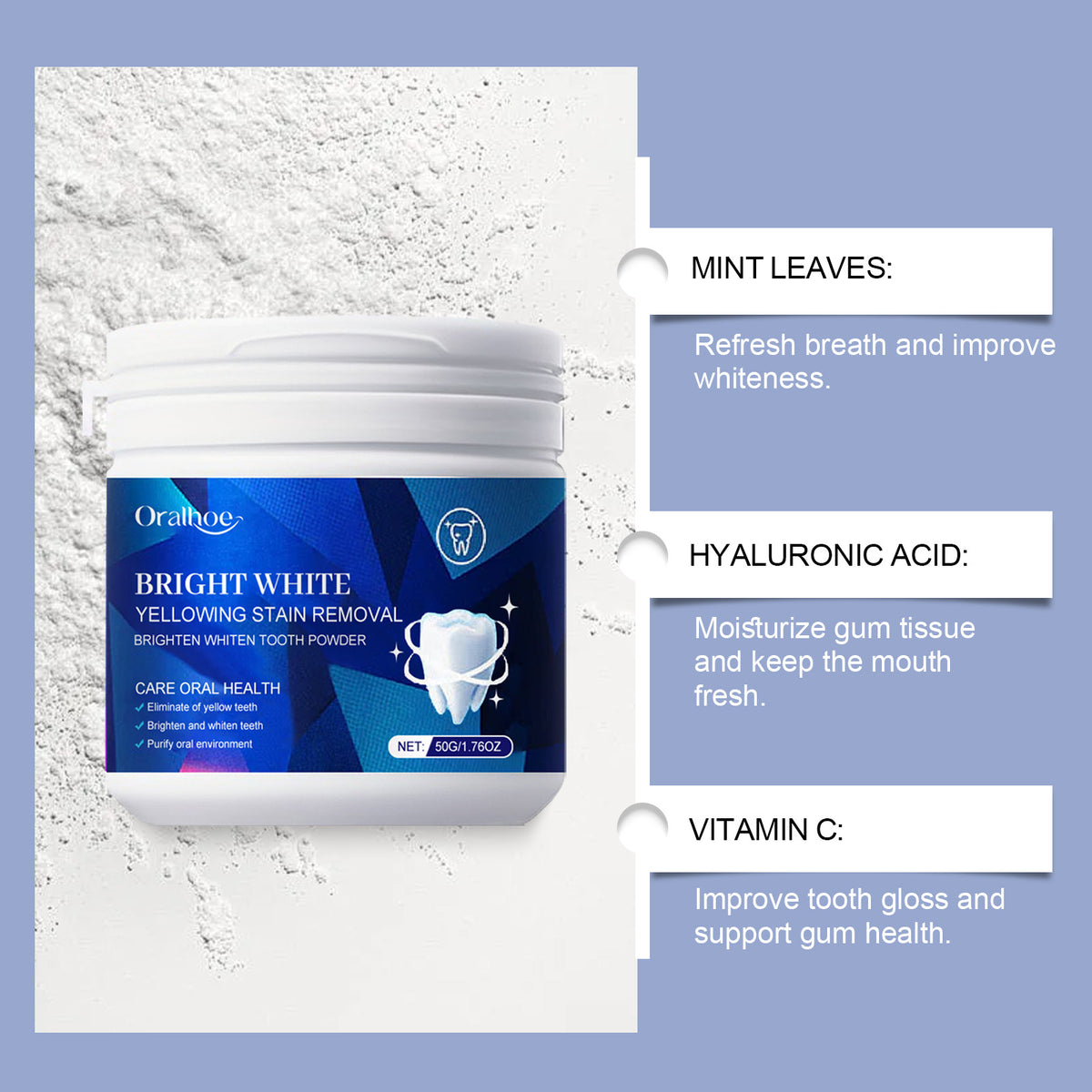 Mint Toothpowder Mild Ingredients Clean Teeth Stains Care