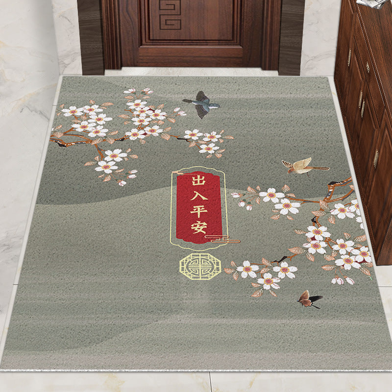 Chinese Style Silk Ring Foot Mat Door Entrance Rug Home Decor