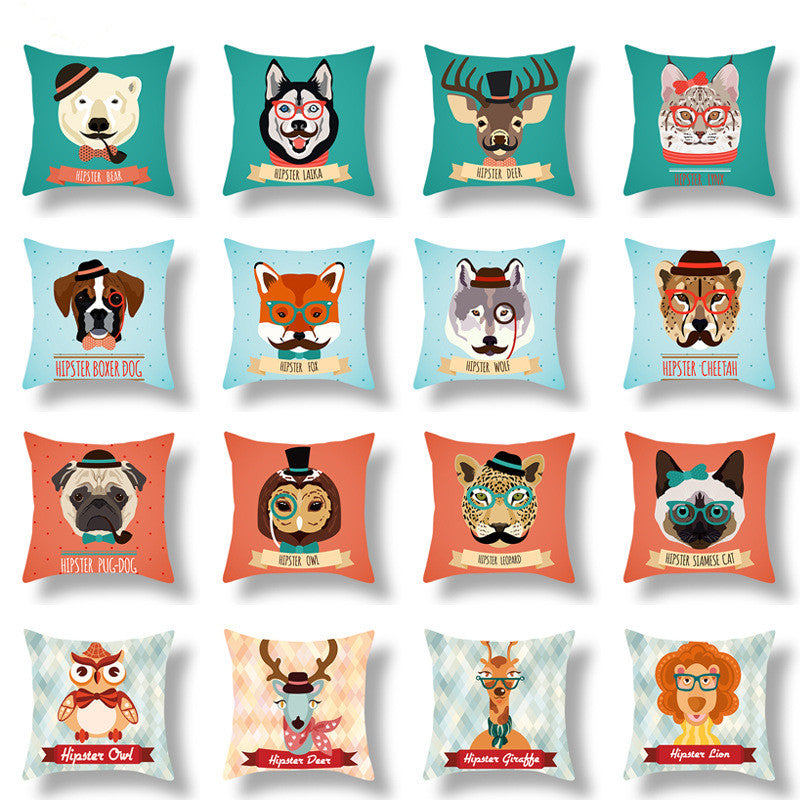 Animal Cartoon Plush Cushion Cover - 45x45cm Home Decor Pillowcase
