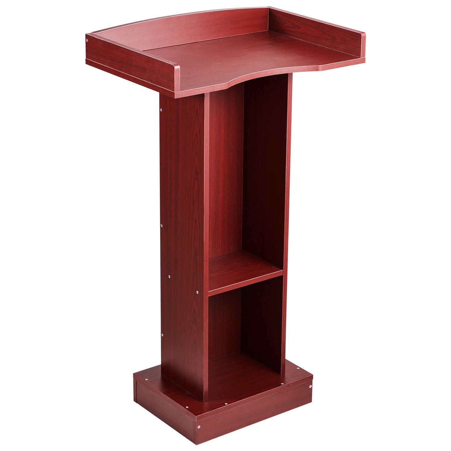 41-Inch Wooden Podium Stand with Storage Shelf - Brown
