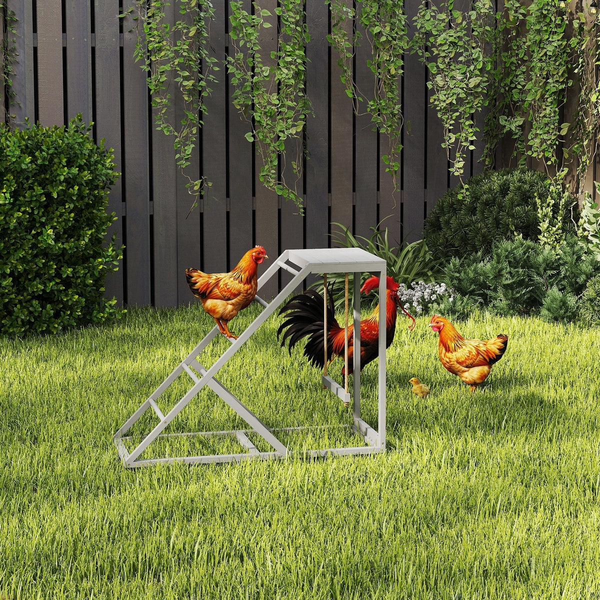 Chicken Play Swing Set with Perches & Ladder - Gray Outdoor Pet Toy