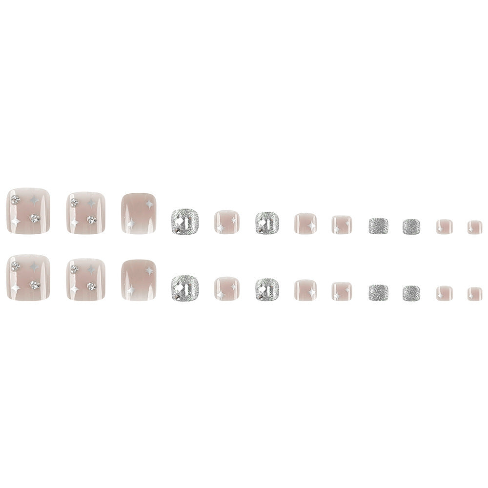 Diamond Embedded Star Nail Stickers - Detachable Toenail Art Decals