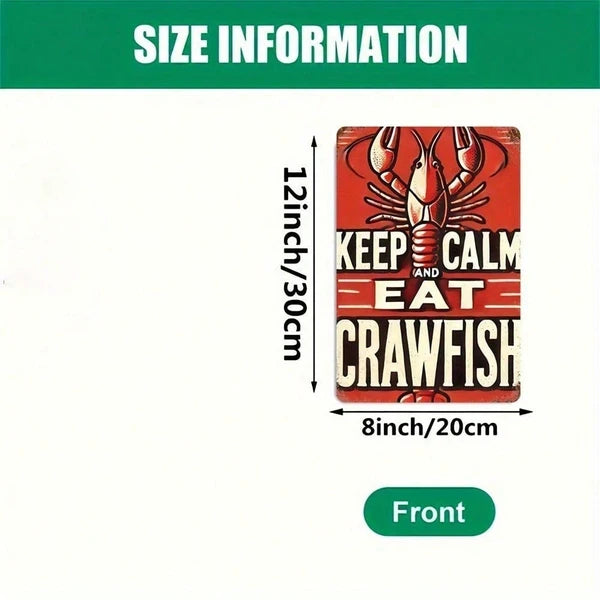 Keep Calm Eat Crab Vintage Metal Wall Art Sign - 8x12 Inch