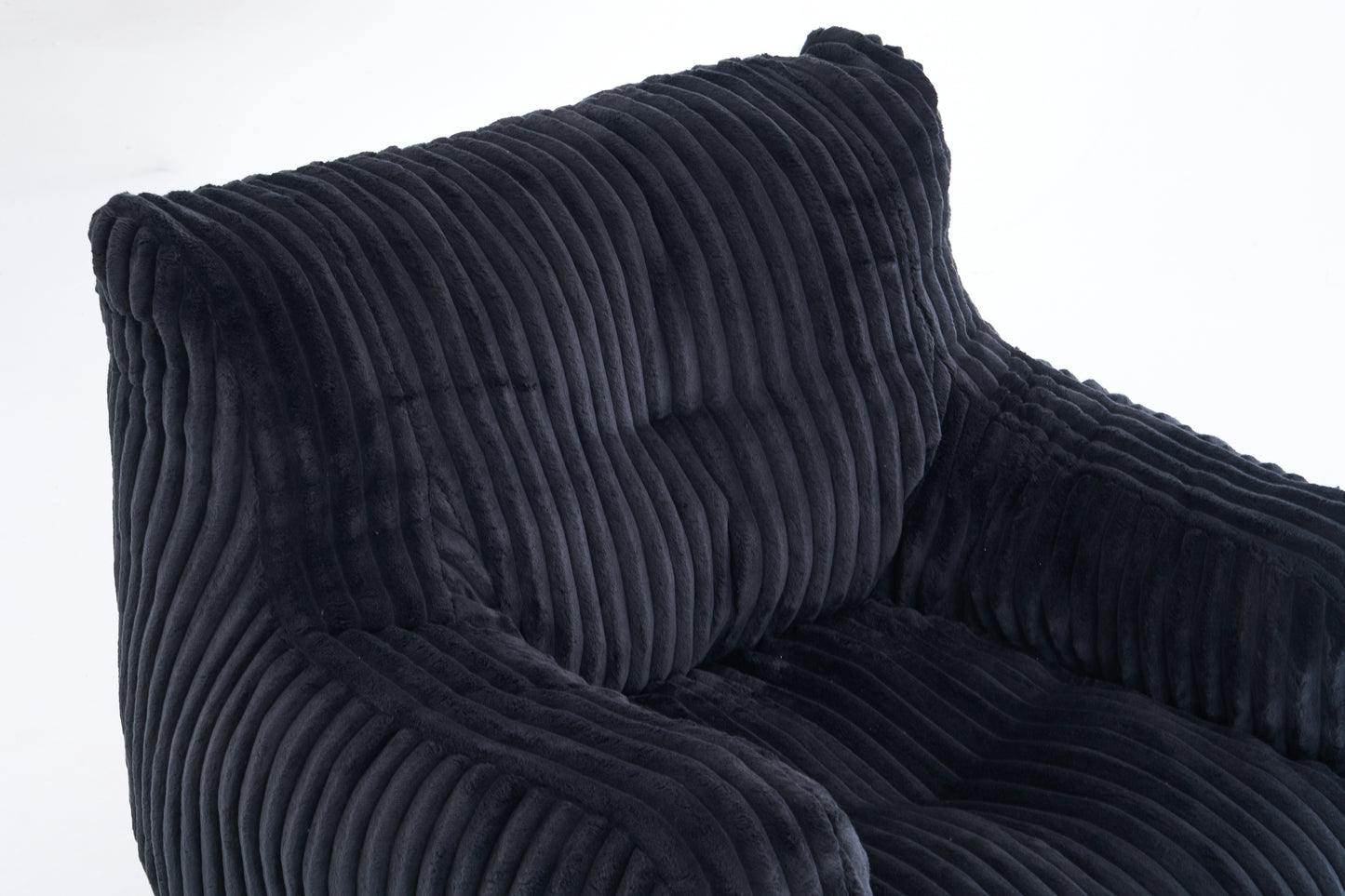 Soft Fluffy Corduroy Bean Bag Chair with Memory Foam - Black