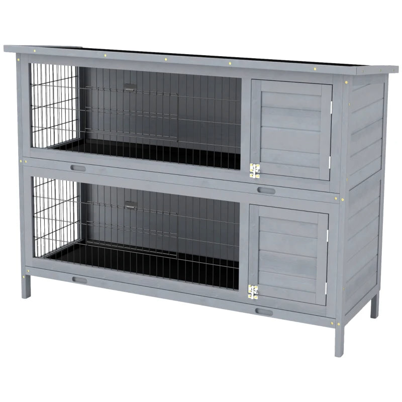 Large 2-Story Rabbit Hutch Pet House with Lockable Doors and Removable Trays