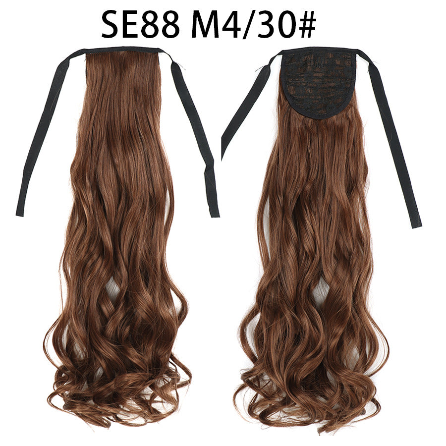 Long Chemical Fiber Wig with Bow Tie Strap - High Temp Silk Hair Extension