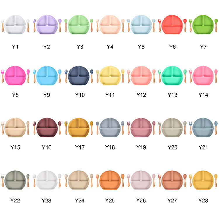 Silicone Solid Color Baby Tableware Set - Child Safe Dinnerware Kit