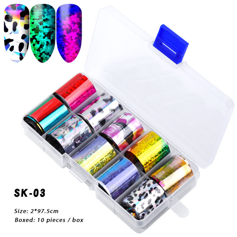 Holographic Nail Foils Stickers - 10 Sheets