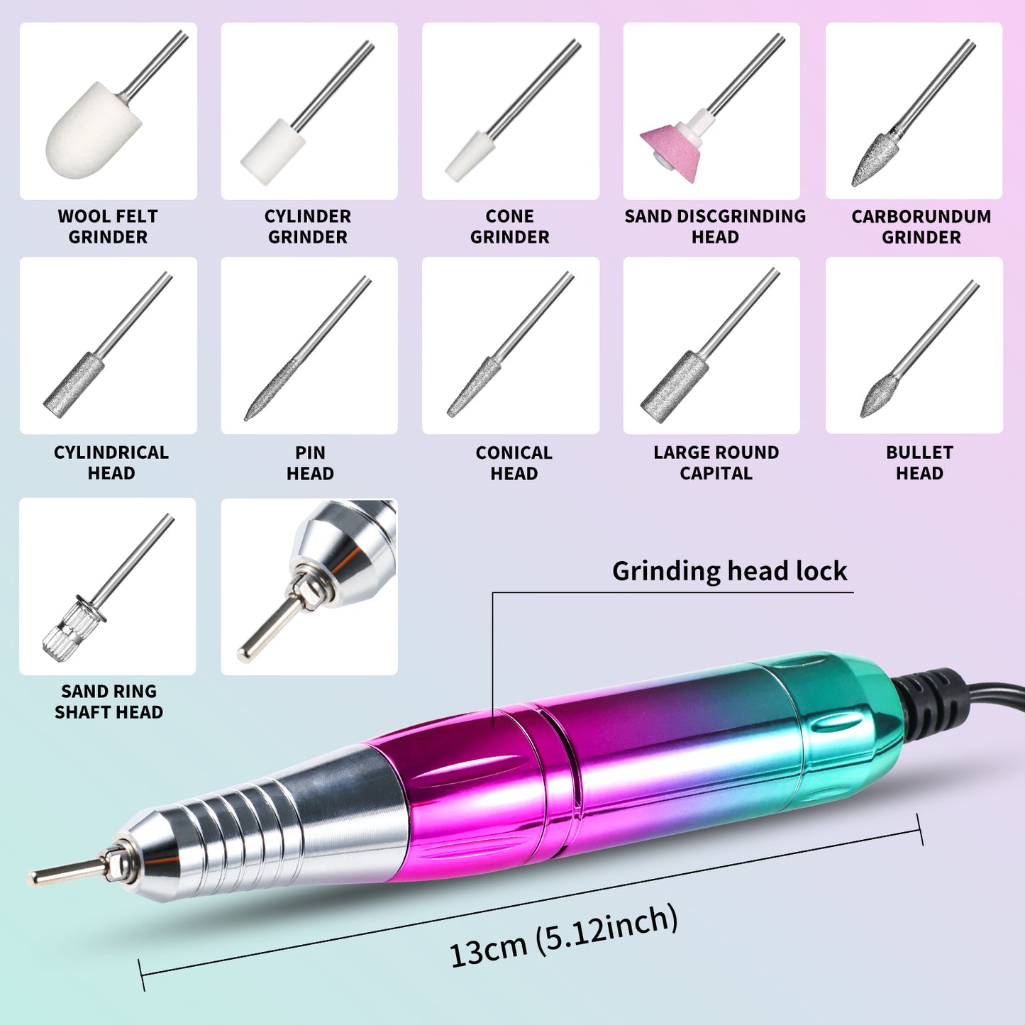 Professional Cordless Electric Nail Drill - 45000 RPM E-File Machine