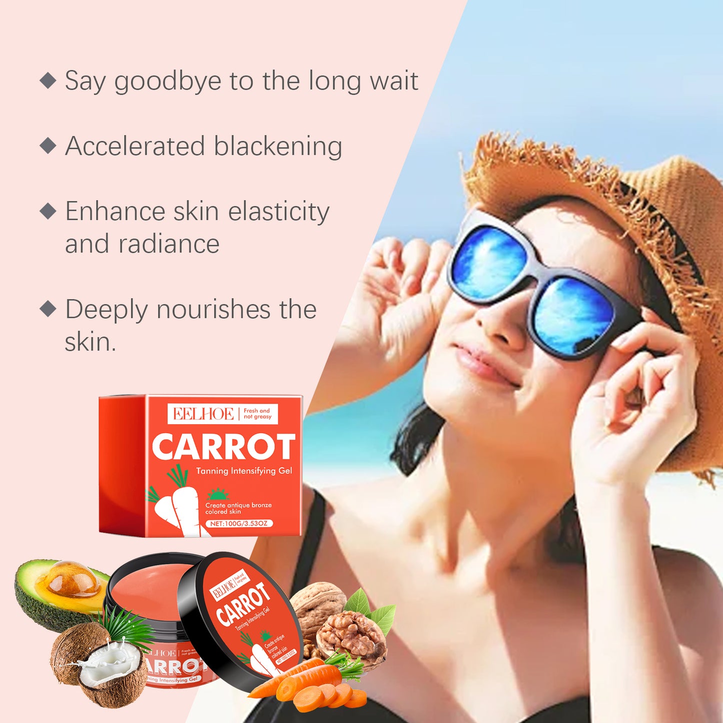 Carrot Tanning Gel - Natural Bronzing Body Lotion for Healthy Glow