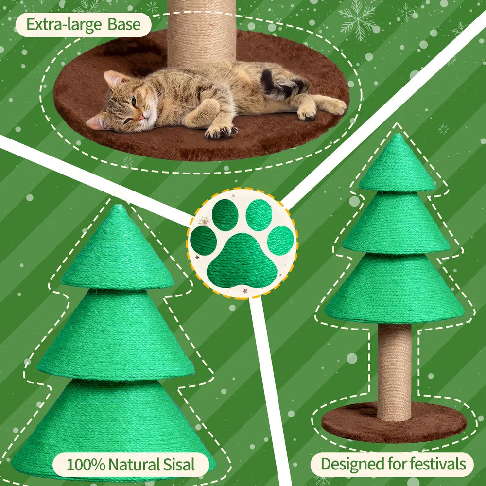 Large Christmas Tree Cat Scratcher Tower - Indoor Climbing & Scratching Post