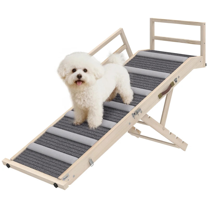 Adjustable Dog Ramp with Side Rails, Folding Pet Step for Small to Large Pets
