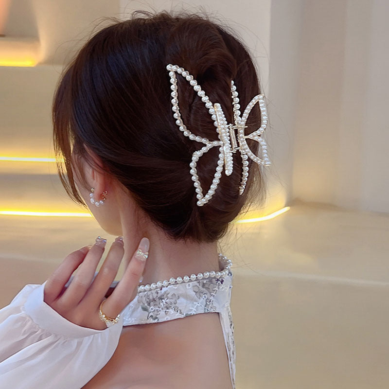 Women's Pearl Butterfly Hair Clip - Retro Hair Accessory