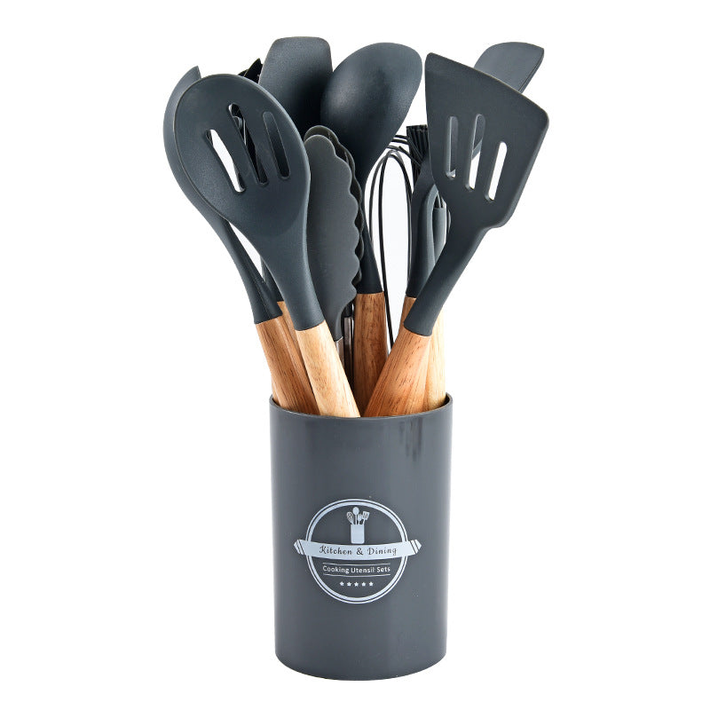 Silicone Cooking Utensil Set Food Grade Kitchen Storage Tools - Multiple Colors