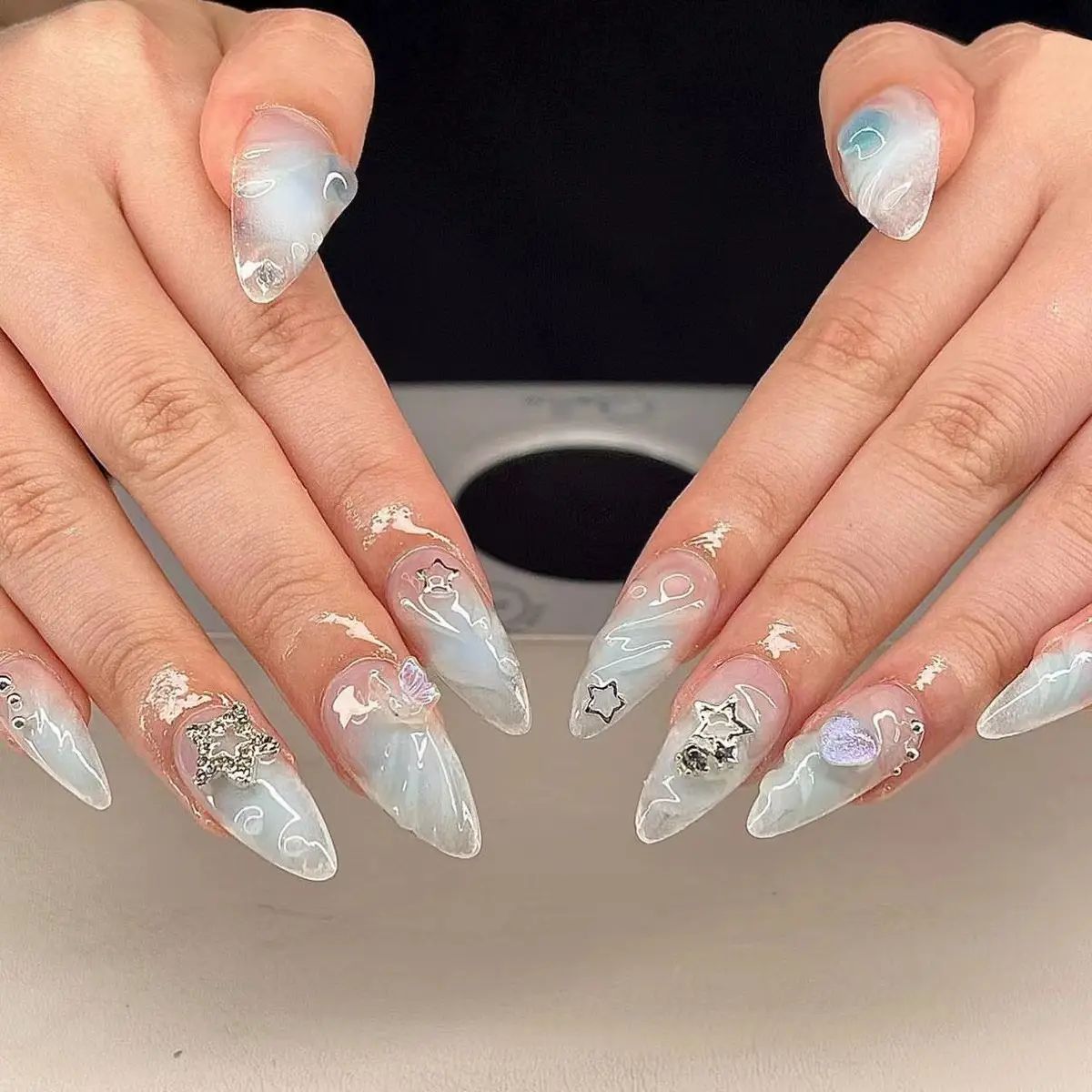 3D Rhinestone Fake Nails Set - Multiple Colors for Nail Art & Manicure