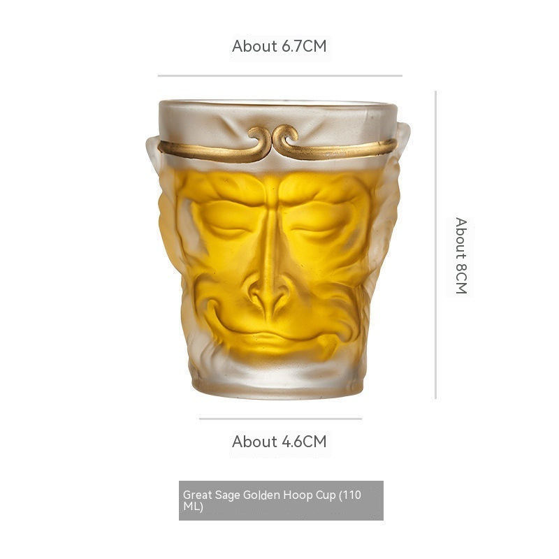 Large Capacity Crystal Glass Tea Cup - 110ml with Gold Hoop & Sun Dasheng Design