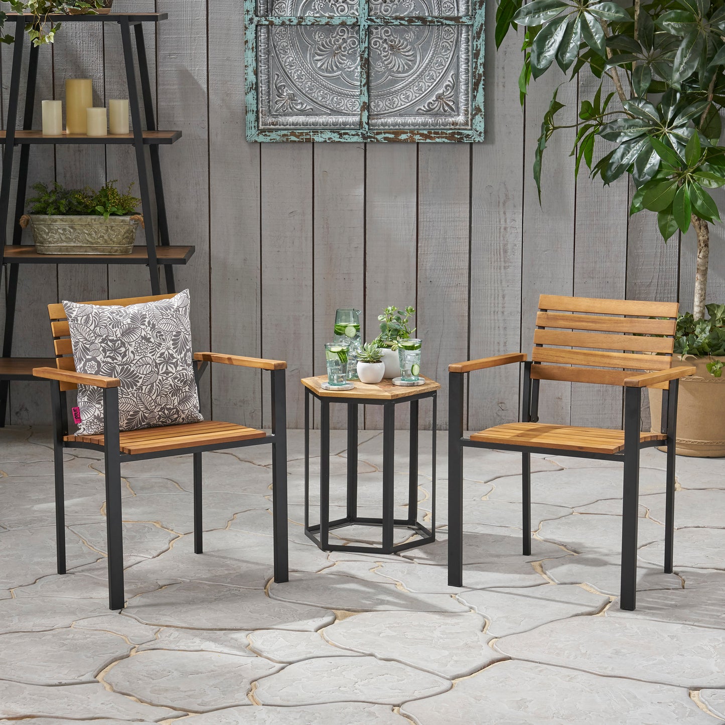 LARIS WOOD AND METAL CHAIR