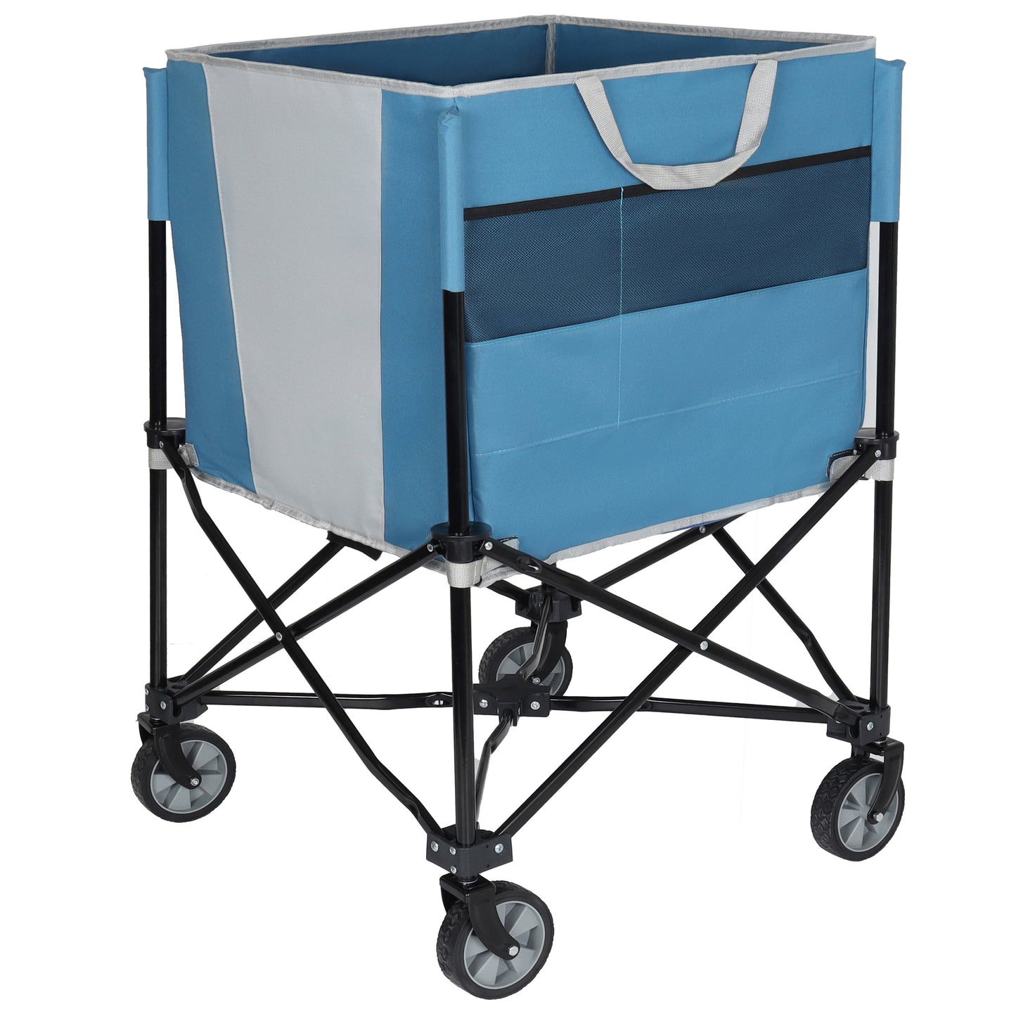 Collapsible Rolling Ball Storage Cart with Wheels - Blue Gray
