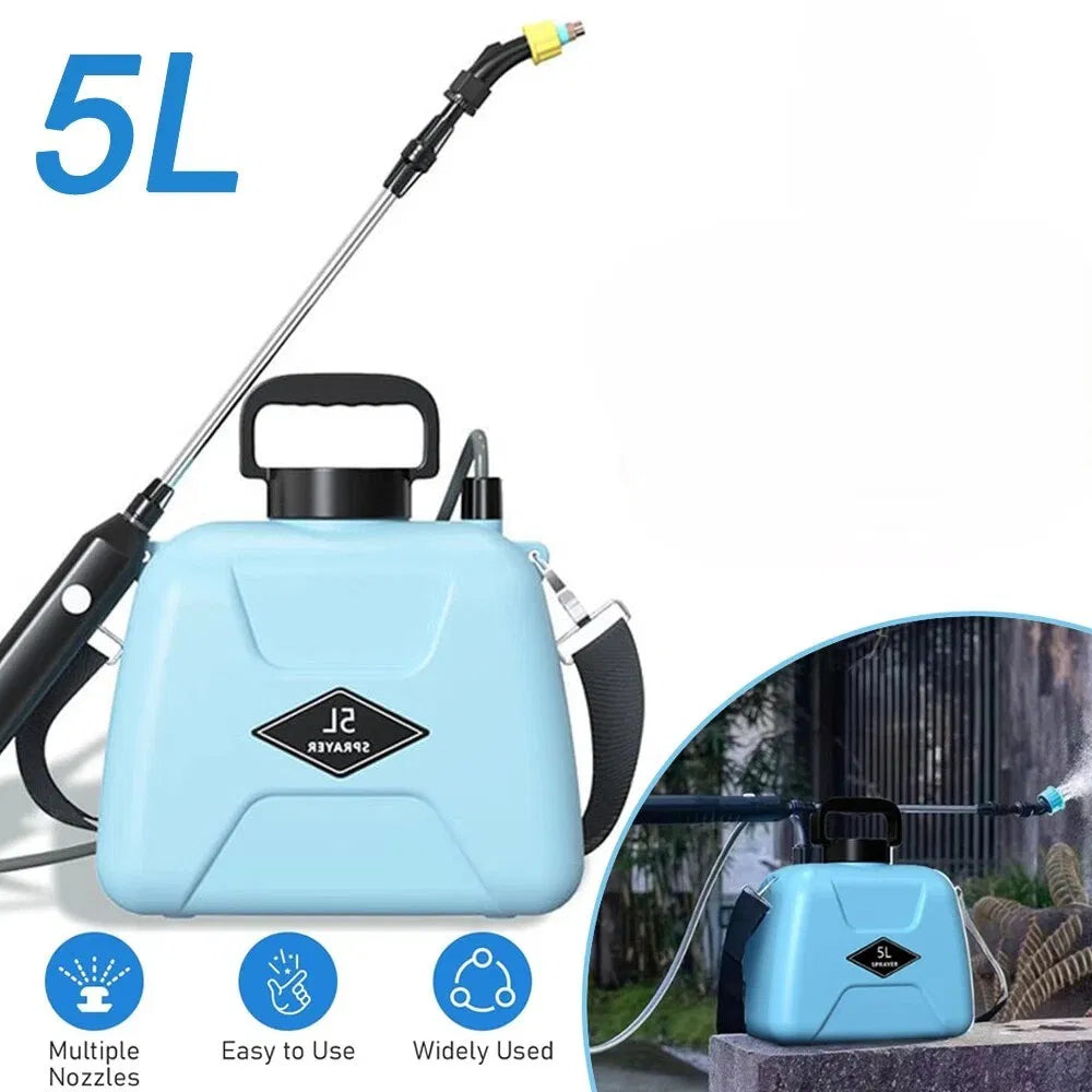 5L Electric Garden Sprayer with Rechargeable Battery and Adjustable Nozzles