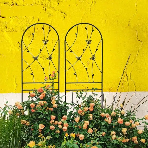 71" Metal Garden Trellis - 2 Pack Rustproof Climbing Support - Black