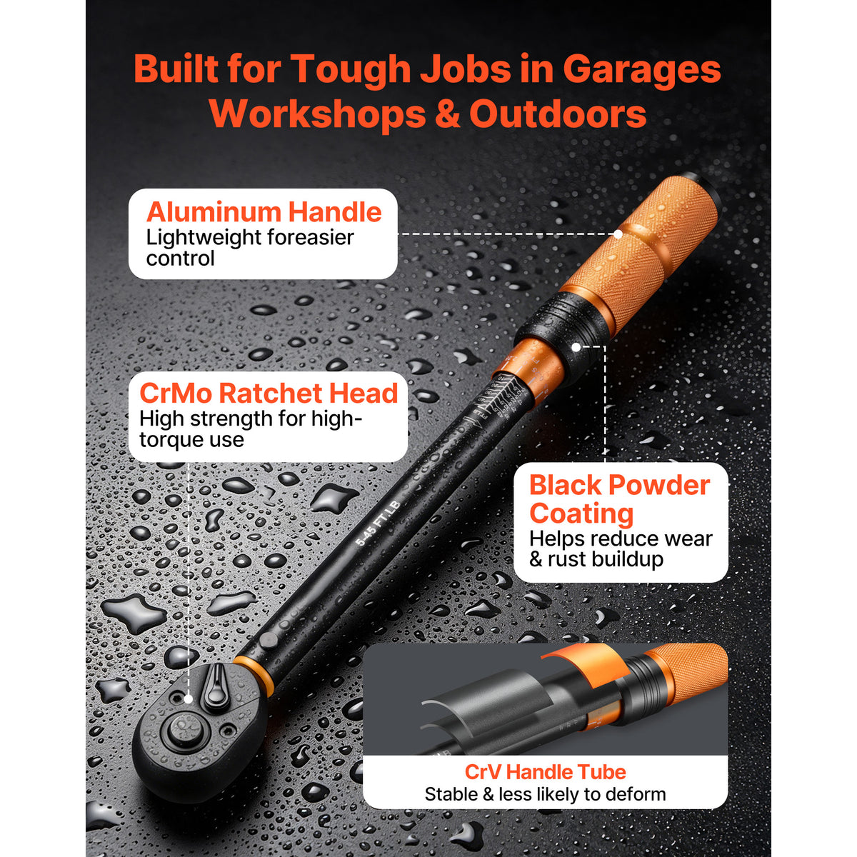 3/8-inch Drive Click Torque Wrench with Dual Scale and Accessories