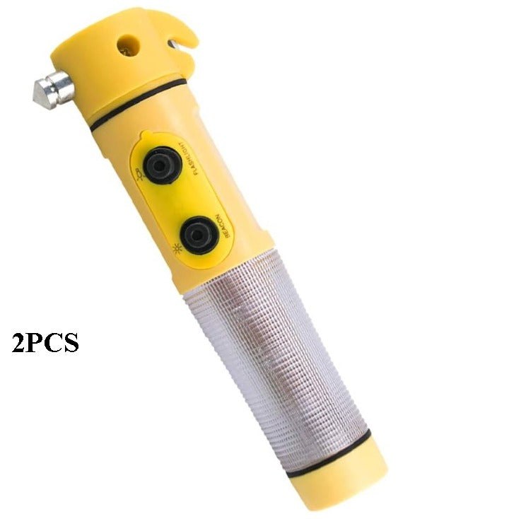 Multi-Functional Car Safety Hammer with Flashlight and Seat Belt Cutter