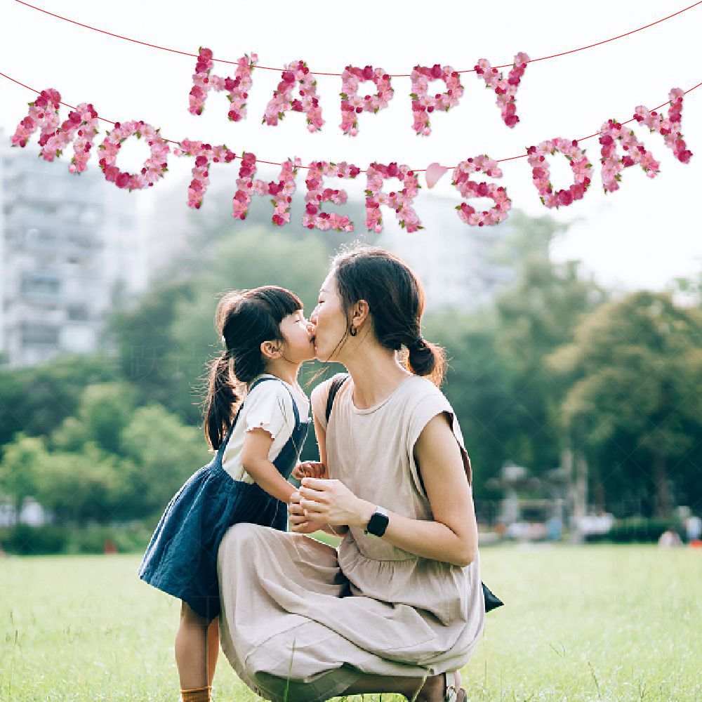 Mother's Day Flag - Floral Hanging Decoration for Holidays Pink