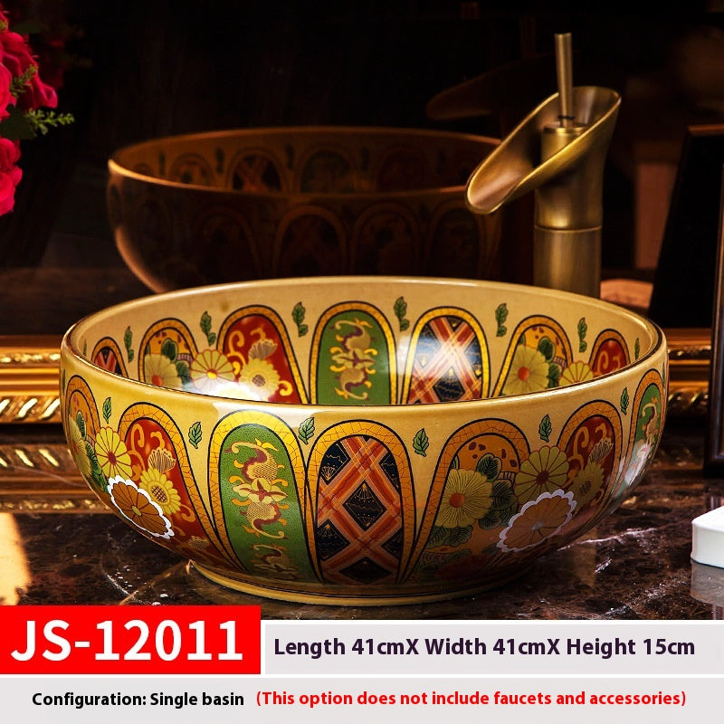 Artistic Ceramic Hand Washing Basin Retro Style - Multiple Variants