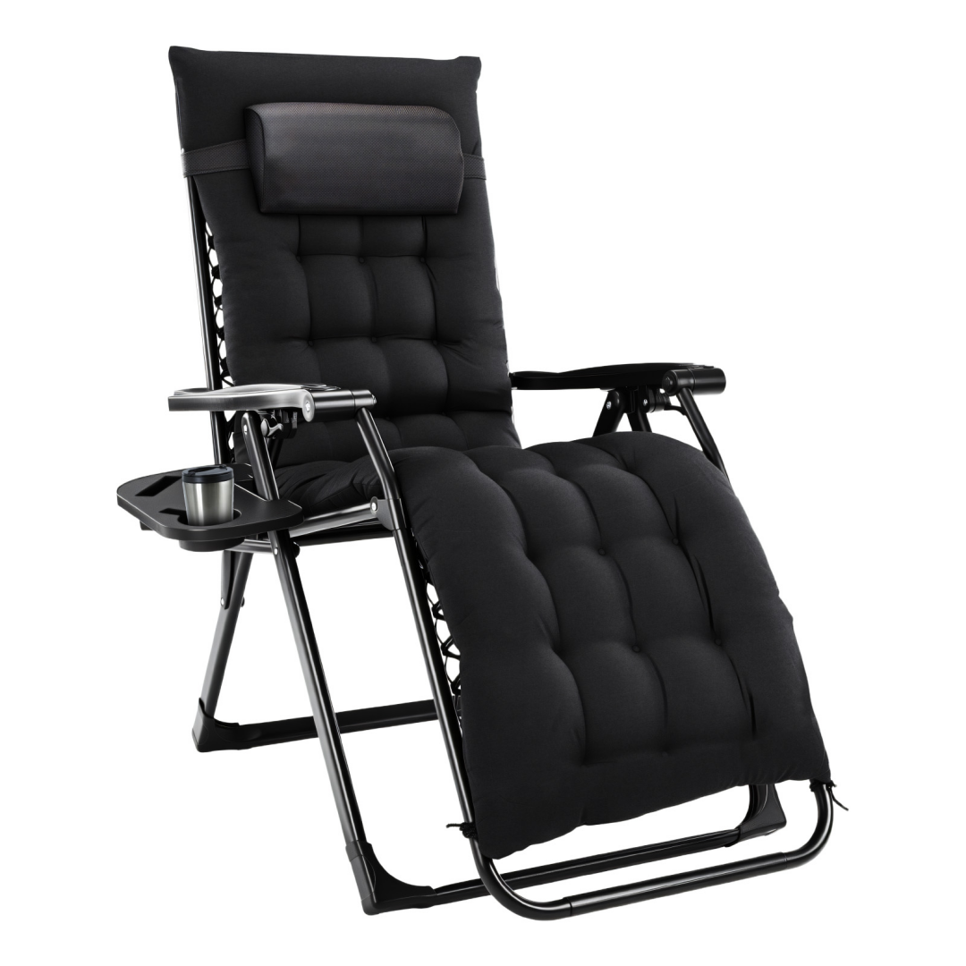 Zero Gravity Reclining Camping Chair with Cup Holder & Cushion
