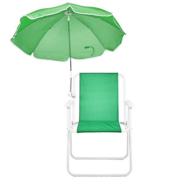 Folding Beach Chair with Umbrella - Lightweight & Portable, 265lbs Capacity, Green
