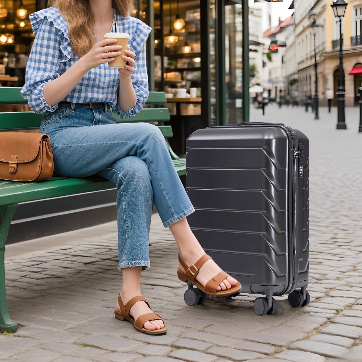 14 20 2 Pcs Set In ABS Spinner Wheel Luggage, With Combination