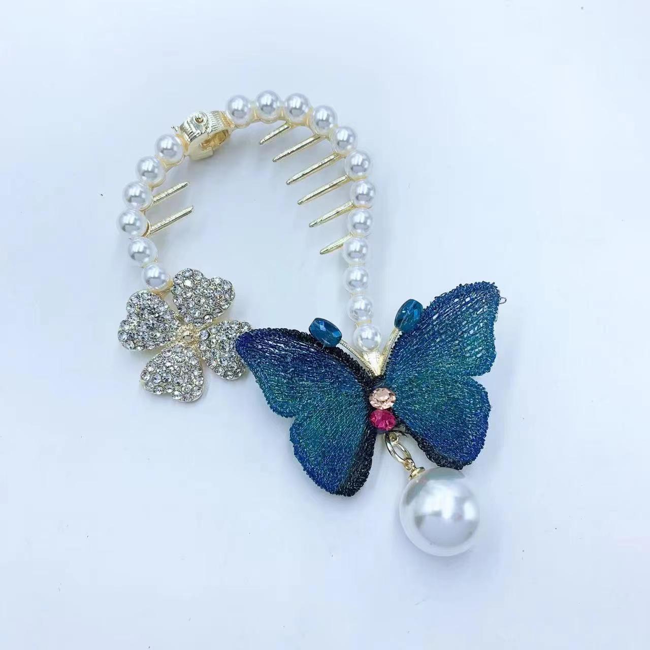 Pearl Gradient Butterfly Hairpin for Girls - Stylish Hair Accessories
