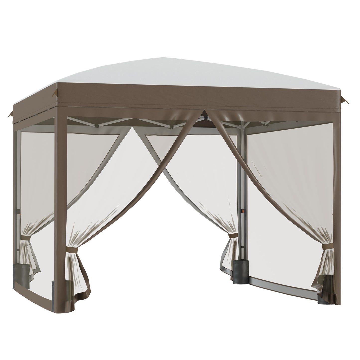 10x10 Pop Up Canopy Tent with Netting - Height Adjustable, Cream