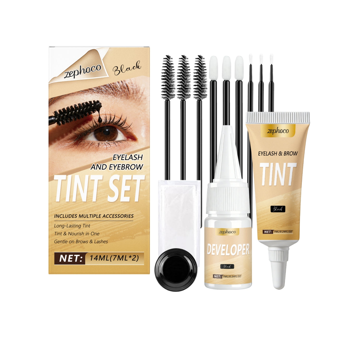 Eyelash Dyeing Kit for Eyebrow & Lash Coloring - Black, Brown Shades