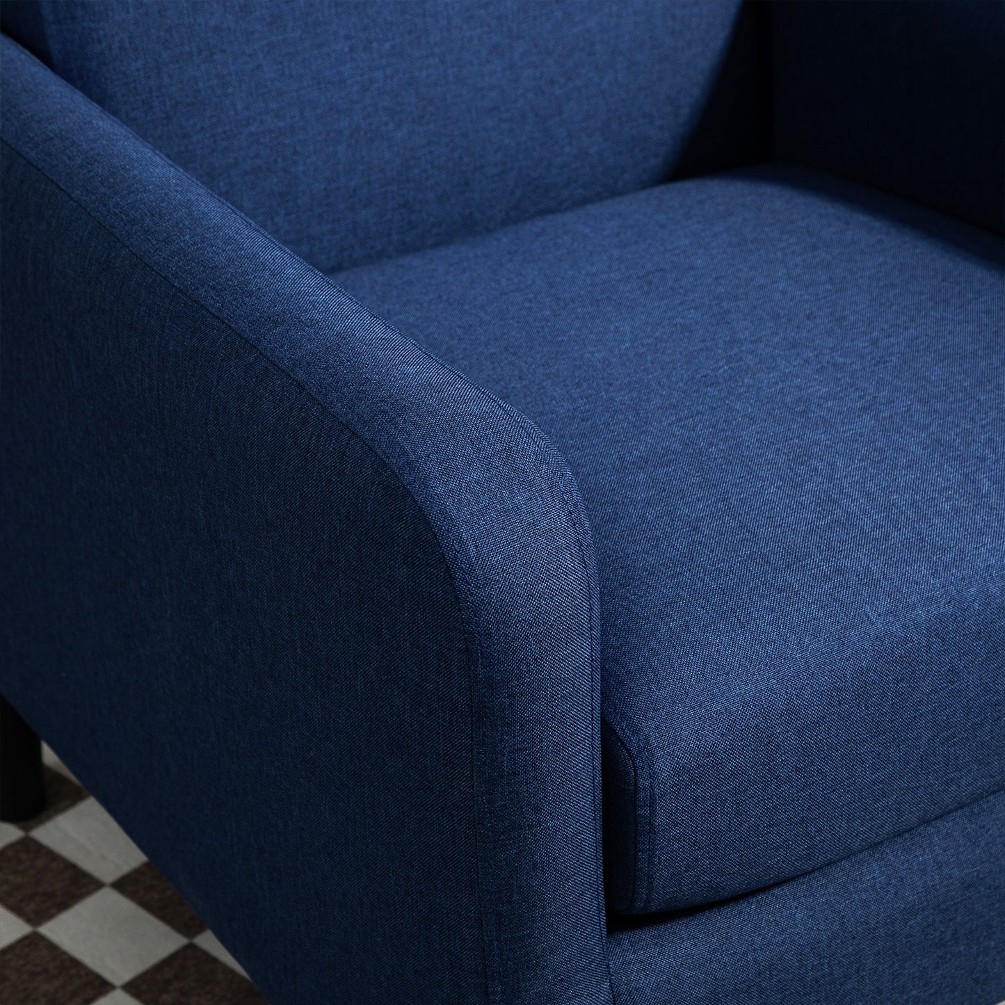 Faux Linen Upholstered Accent Chair, Modern Armchair With Solid Wood