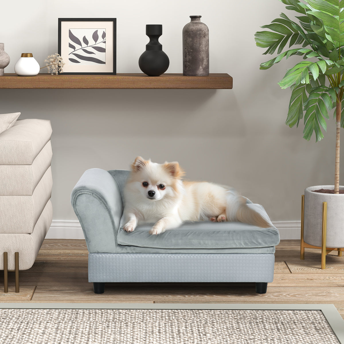 Luxury Dog Couch Bed with Hidden Storage - Soft Foam Pet Sofa for Small Dogs & Cats