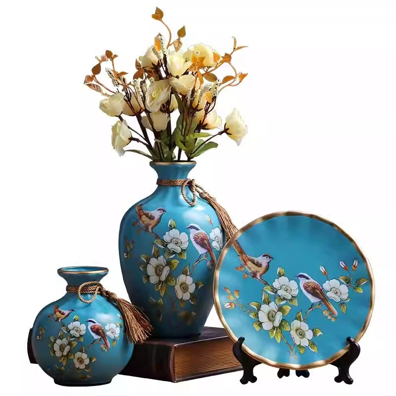 European-Style Ceramic Vase Decor Set - Modern Minimalist Home Accent