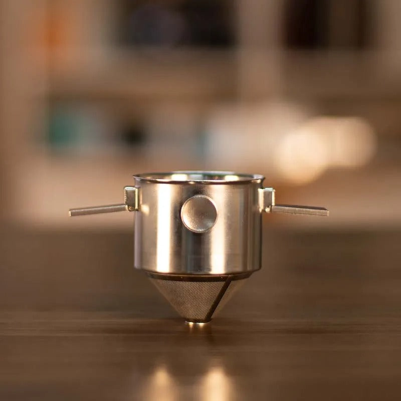 Stainless Steel Telescopic Coffee Filter Cup with Binaural Design